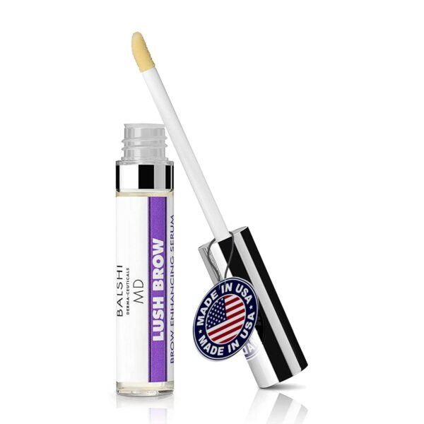 Lush Brow Eyebrow & Eyelash Rapid Growth Serum with Growth Peptides, Dermatologist Developed Eyelash Serum to Grow Lashes, Brow & Lash Enhancing Serum to Grow Fuller Eyelashes & Eyebrows, .16 oz/5ml