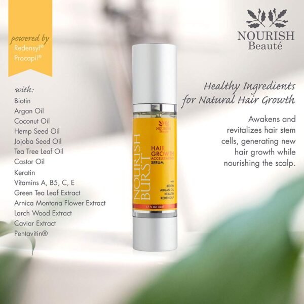Nourish Beaute Hair Regrowth Treatment Serum for Hair Loss, Volume and Thickening with Caffeine for Men and Women, 1.7 Oz