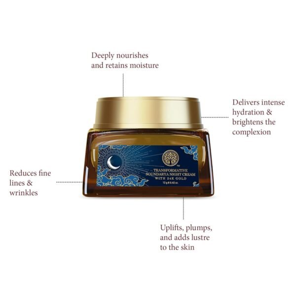 61LH8VLs8L._SL1500_.jpg Forest Essentials Transformative Soundarya Anti Ageing Night Cream with 24K Gold | For Dry & Dehydrated Skin | With Bakuchiol & Hyaluronic Acid | Moisturising and Hydrating