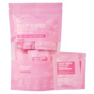 Air Jungles Makeup Remover Wipes Singles 25 Count – Extra Large 6" x 8", Fragrance-Free, Alcohol-Free, Ultra Soft Makeup cleaning wipe for Travel, Goodie Bags, and Daily Use