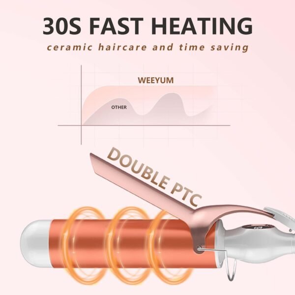 Large Curling Iron 2 Inch Barrel, Long Barrel Curling Wand for Hair, Ceramic Tourmaline Hair Styling Tool, Double Voltage, White