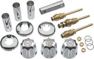 DANCO Bathtub and Shower 3-Handle Remodel/Rebuild Trim Kit for Gerber Faucets | Knob Handle | 11B-1H, 11B-1C, 11B-4D | Chrome (39617)