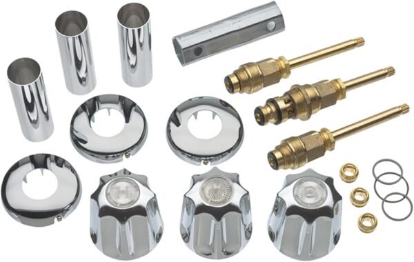 DANCO Bathtub and Shower 3-Handle Remodel/Rebuild Trim Kit for Gerber Faucets | Knob Handle | 11B-1H, 11B-1C, 11B-4D | Chrome (39617)