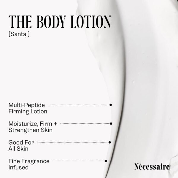 61LeKqeM10L._SL1500_.jpg Nécessaire The Body Lotion with Pump. Santal. Multi-Peptide Firming Lotion to Moisturize, Firm, Strengthen. 2.5% Niacinamide, Vitamin C/E + Omega 6/9. 450ml / 15.2 fl oz