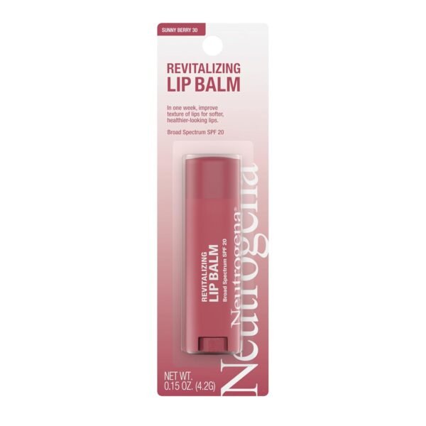 61LnX396wXL._SL1500_.jpg Neutrogena Revitalizing Tinted Lip Balm Broad Spectrum SPF 20 Sunscreen, Moisturizing Lip Balm with a Sheer Tint for Softer, Smoother, Healthier-Looking Lips, Sheer Sunny Berry 30, .15 oz