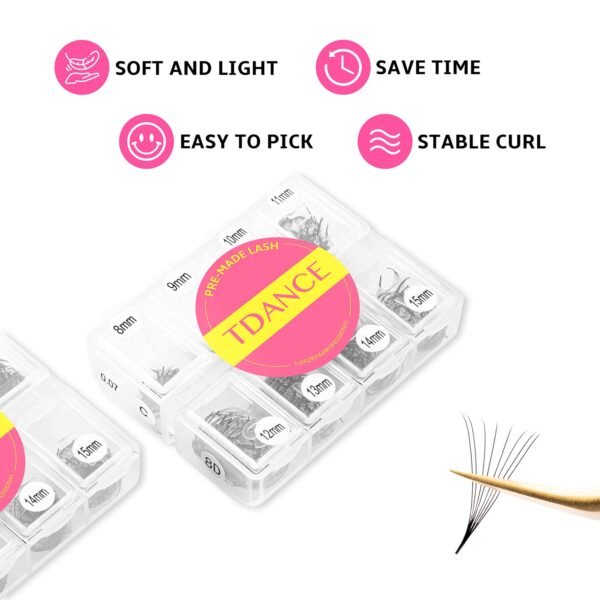 61LtUysncSL._SL1500_.jpg TDANCE Premade Eyelash Extensions 8-15mm Mixed Length Fans 5D 8D 10D 12D 14D 16D 24D Handmade C/D Curl Loose Fans (600-10D-0.07-D-8-15mm)
