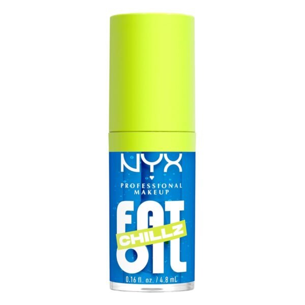 61LusPsgX1L._SL1500_.jpg NYX PROFESSIONAL MAKEUP Fat Oil Chillz, Moisturizing, Shiny and Vegan Tinted Lip Gloss - Polar Peppermint (Sheer Blue)