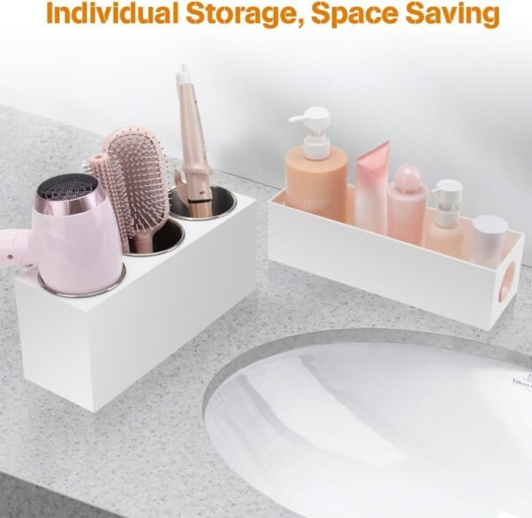 61M6E5hftBL._AC_SL1000_.jpg Hair Tool Organizer - Bathroom Vanity Organizers and Storage, Hair Styling Accessories Hot Tools Organizer Hair Dryer, Blow Dryer, Curling Iron, Flat Iron, Hair Straightener, White
