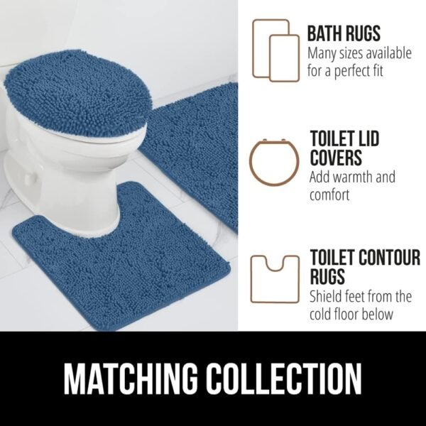GORILLA GRIP Bathroom Rug Sets, Soft Chenille 2 Piece Area Rugs Set, Toilet Base Mat and 30x20 Carpet, Absorbent Microfiber Washable Mats Dry Quickly, Home Décor and Bath Room Accessories, Blue