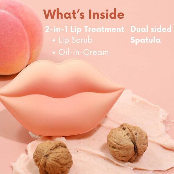61N3YFhNLoL._SL1080_.jpg KOCOSTAR Peach Duoduo Lip Scrub and Lip Oil Cream Set | Gentle Walnut Shell Exfoliator and Jojoba Seed Oil Moisturizer for Chapped Dry Lips, Korean Lip Care Set, 1.5 oz