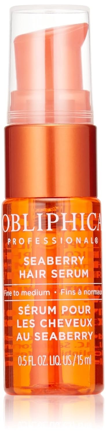 Obliphica Seaberry Leave in Hair Serum for Fine & Medium Hair - Vitamins and Omegas for Frizz Free & Nourished Hair - Hair Serum for Dry Hair and Growth - 0.5 Fl Oz