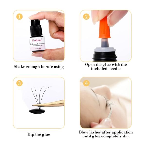 Eyelash Extension Glue FADLASH Extra Strong Lash Glue 5ml 1S Dry Time 8 Weeks Retention Lash Extension Glue Maximum Bonding Power Professional Use Only (NEVER for DIY/CLUSTER LASHES)
