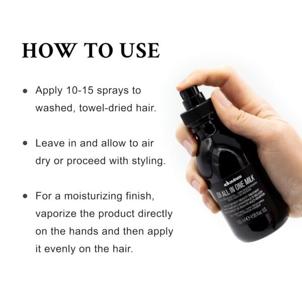 Davines OI All in One Milk | Hair Milk Spray | Powerful Hair Detangler + Hydrating Leave-In Treatment | Smoothes Frizzy Hair