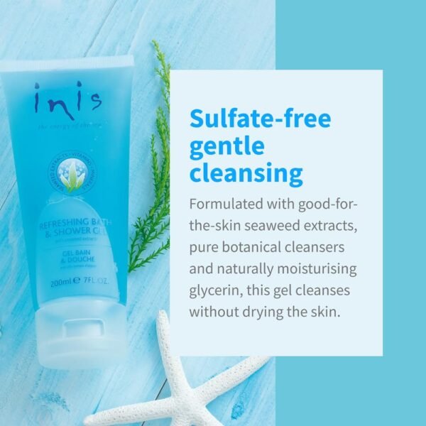Inis the Energy of the Sea Refreshing Bath and Shower Gel - Sulfate Free Body Wash for Women and Men - Ocean Fresh Fragrance - 7 Fluid Ounce