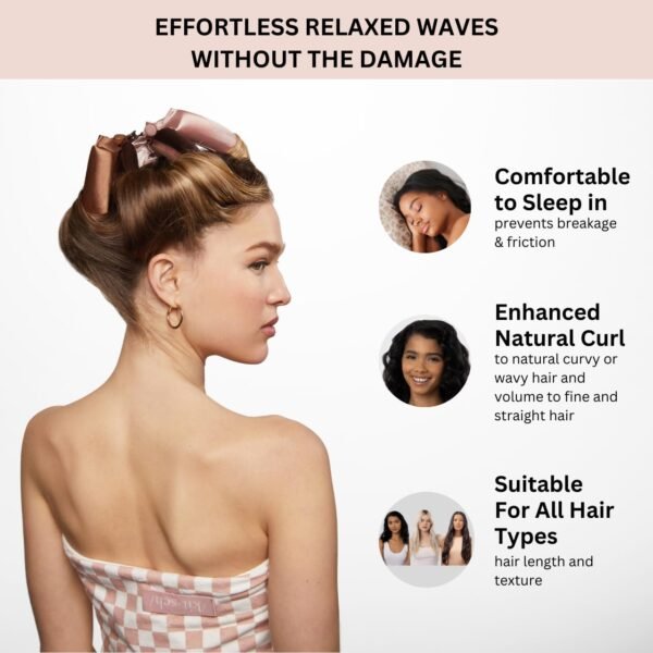 Kitsch Satin Hair Curlers, Heatless Curling Rod - Jumbo Flexi Rod, Heatless Hair Curler - Hair Curlers to Sleep In - No Heat Overnight Curls - For All Hair Types and Texture - 4pcs Rosewood