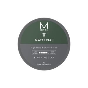 61NkAlFFRL._SL1500_.jpg MITCH by Paul Mitchell Matterial Finishing Clay for Men, High Hold, Ultra-Matte Finish, For All Hair Types, 3 oz.