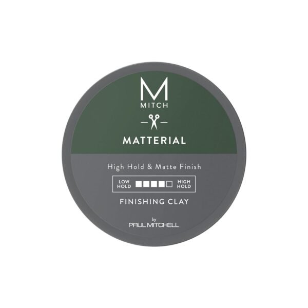 MITCH by Paul Mitchell Matterial Finishing Clay for Men, High Hold, Ultra-Matte Finish, For All Hair Types, 3 oz.
