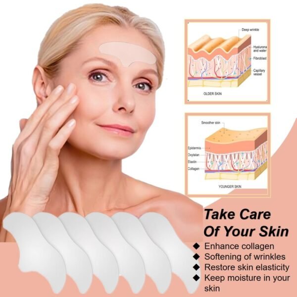 61NyTTfMsKL._SL1080_.jpg Forehead Wrinkle Patches, Anti Wrinkle Facial Patches for Face Overnight to Reduce Frown Lines, Reusable Anti-Ageing Forehead Wrinkle Treatment for Women 6 pcs