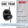 Delta Modern 14 Series Round Rain Shower System Faucet Set, Rainfall Matte Black Shower Head and Handle Set, Valve Trim Kit, 10 Inch, Matte Black 342702-BL