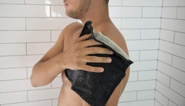 Terry Wash Cloths for Face and Body, Dual-Sided Cleansing and Exfoliating Washcloths, Machine Wash, Black, 3 Count