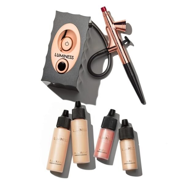61OhBV3kAIL._SL1500_.jpg Luminess Air Icon Makeup Airbrush System and 4-Piece Foundation Starter Kit, Medium Coverage - Quick, Easy & Long Lasting Application - Includes Silk 4-In-1 Foundation, Highlighter & Blush