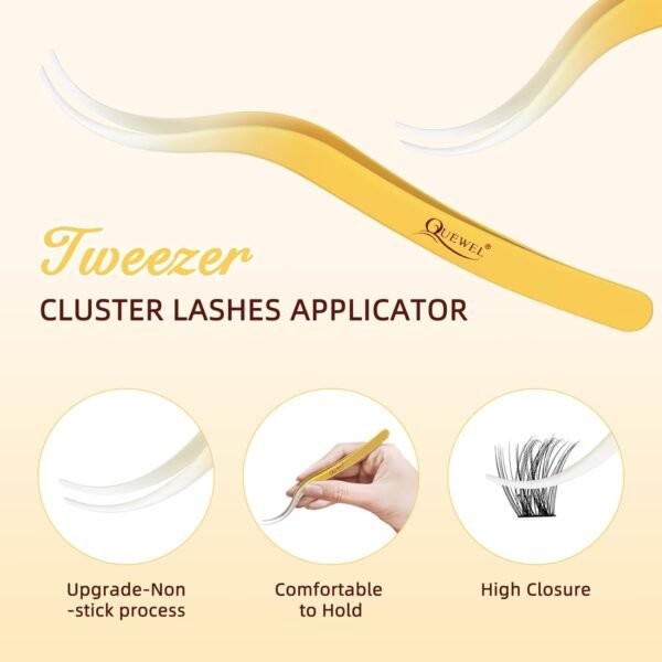 61PAPjylv5L._SL1500_.jpg QUEWEL Self Adhesive Eyelashes Kit, Press On Lashes Pre Glued Eyelash Clusters Self Stick Cluster Lashes No Glue No Remover Needed DIY Lash Extension Kit for Beginners (ZN-01)