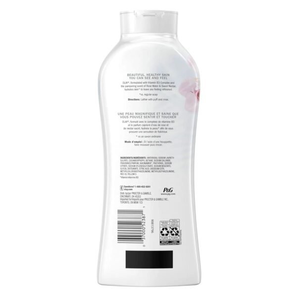 Olay Body Wash for Women, Fresh Radiance, Refreshing & Renewing, Made with Plant Based Cleansers, B3 Botanical Complex, For All Skin Types, Rose Water & Sweet Nectar Scent, 22 fl oz (Pack of 4)