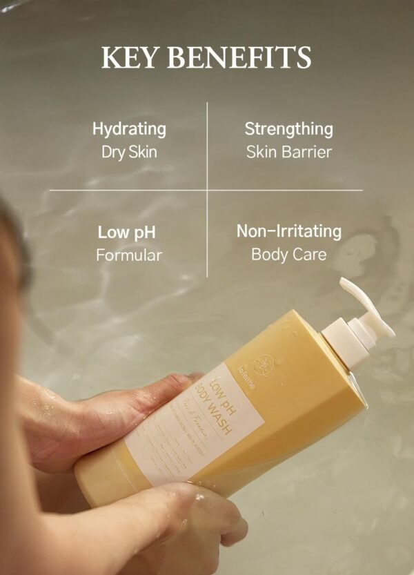 Low pH balanced Gentle Korean Body Wash with Natural & Organic Ingredients, Hypoallergenic for Sensitive Skin, Moisturizing & Hydrating for Dry Skin, For Women & Men, 33 Fl Oz, Pear & Freesia