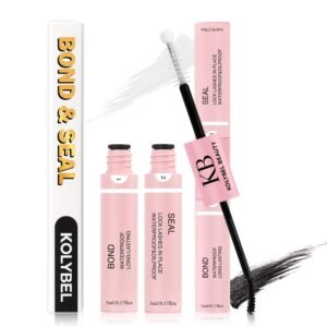 61Q4gKjrUL._SL1500_.jpg Lash Glue Bond and Seal for Lash Clusters,2 in 1 Cluster Eyelash Glue,Eyelash Adhesive Black Long Lasting Strong Hold 72H,Bond and Seal Waterproof for DIY Lash Extensions by KOLYBEL(5ml+5ml)