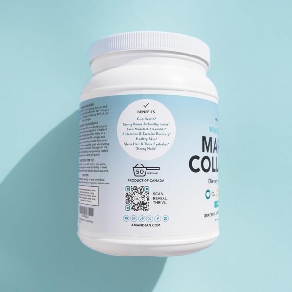61QEhg3HZLL._AC_SL1500_.jpg AMANDEAN Marine Collagen Peptides Powder. 500g Wild-Caught Hydrolyzed Fish Collagen Supplement. Type 1 & 3 Collagen Protein. 18 Amino Acids for Skin, Hair, Nails.