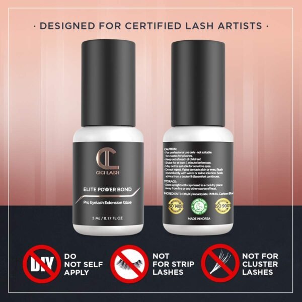 61QR654GPyL._SL1200_.jpg Elite Power Eyelash Extension Glue for Professionals - Maximum 8 Week Retention / 1-2 Second Drying Time Semi Permanent Individual/Volume Lash Extension Glue with Deep Black Color - Latex Free 5ml