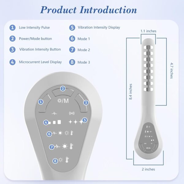 Red Light Therapy Wand, Red & Blue Light Therapy Device with Heating Function