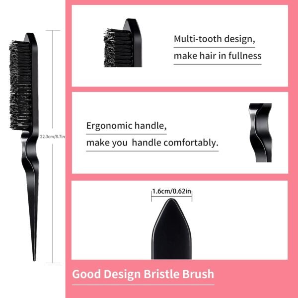 61Qu1YU7h4L._SL1500_.jpg 3 Pieces Hair Styling Comb Set Teasing Brush Rat Tail Comb Edge Brush for Edge&Back Brushing, Combing, Slicking Hair for Women (Black)