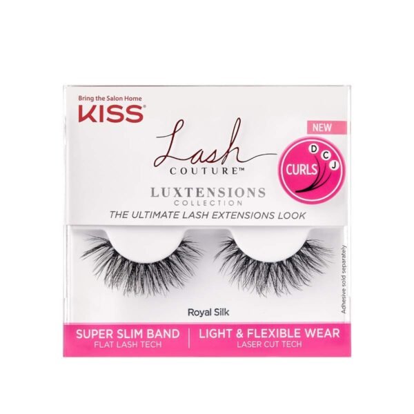 61RRu9U7gL._SL1200_.jpg KISS Lash Couture LuXtensions Collection False Eyelashes, Flat Lash Technology, Super Slim Lash Band, Real Lash Extension Fibers, Reusable, Style ‘Royal Silk’, 10mm,1 Pair Strip Lashes