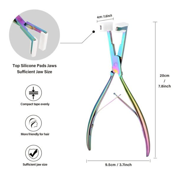 61ROycCC-JL._SL1500_.jpg Gomake Tape in Hair Extension Tools Kit with Flat Surface Stainless Steel Tape in Hair Extensions Sealing Clamp Plier,Tape Remover Scraper Tool,Hair Clips, Human Hair Extensions Styling Tool-Rainbow