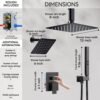 Shower Faucet Sets Shower Systems Matte Black, STARBATH 12+6" Double Rain Shower Head with with 2 in 1 Handheld High Pressure Spray,Ceiling Mount Rainfall 3 Way Shower Valve with 5 Diverter Complete