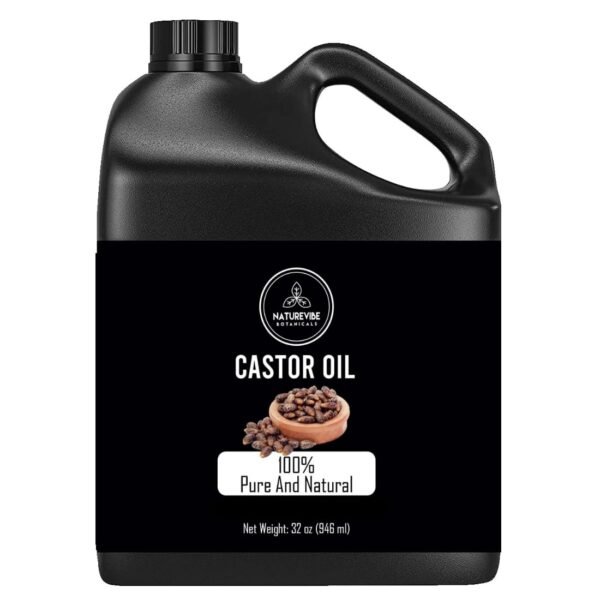 61Rn8HOWUuL._SL1100_.jpg Naturevibe Botanicals Castor Oil 32 Ounces | 100% Pure and Natural | Great for Skin Care and Hair Care | Hexane Free Unrefined Oil for Enhanced Eyebrows and Eyelashes 32 Fl Oz | 946ml