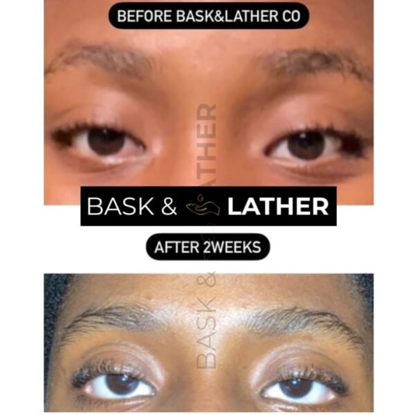 Bask & Lather Lash Serum with Castor Oil & Jojoba Oil For Thicker, Fuller & Longer Looking Eyelashes and Eyebrows, Conditioning and Enhancing Eyelash Growth Serum with Brush Applicator, 3 Month Supply