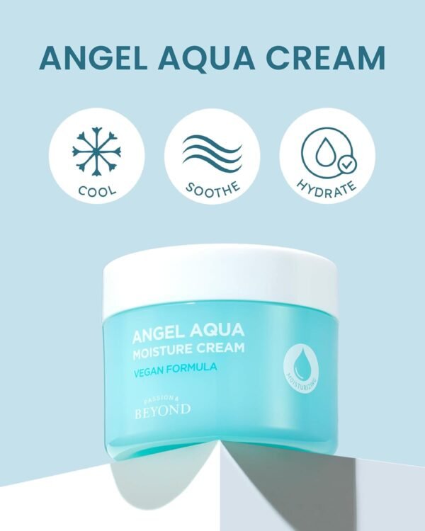 BEYOND Angel Aqua Cream (5.1fl oz) - Instant Cooling, Hydrating, Soothing Lightweight Face Gel Moisturizer, Sleeping Mask. Korean Skin Care, Vegan. Cica, Hyaluronic Acid, Panthenol.