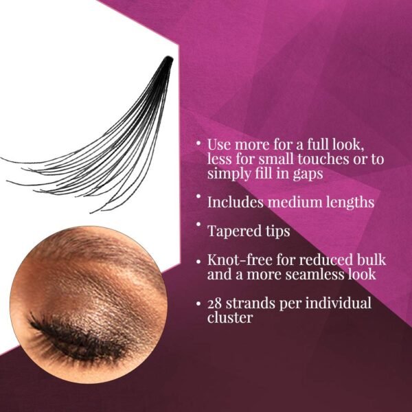 Ardell Individual Lashes Double Up - Medium Black, DIY Eyelash Extensions, Knot-Free Lash Clusters, Natural Look False Eyelashes, 4 Pack