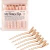 Kitsch Metal Hair Clips for Styling - Alligator Clips for Sectioning, Cutting, Coloring, Blow Drying and Makeup | Salon Quality Hair Accessories - 6pcs (Rose Gold)