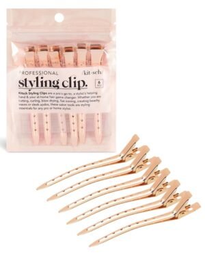 61SCG-63nFL._SL1250_.jpg Kitsch Metal Hair Clips for Styling - Alligator Clips for Sectioning, Cutting, Coloring, Blow Drying and Makeup | Salon Quality Hair Accessories - 6pcs (Rose Gold)