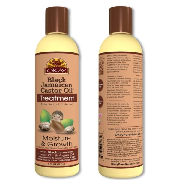 OKAY | Black Jamaican Castor Oil | Treatment for All Hair Types/Textures | Repair, Moisturize, Grow Healthy Hair | With Argan Oil & Shea Butter | Free Of Parabens, Silicones, Sulfates | 8 Oz