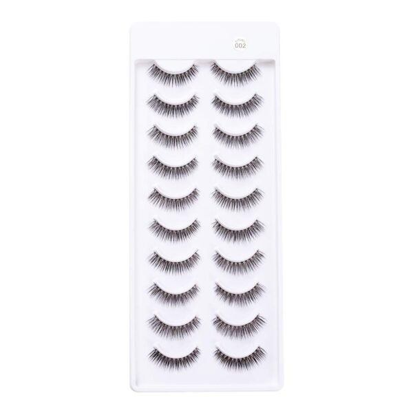 10 pairs False Eyelashes Natural Look Eyelashes Soft Fake Lashes 100% Handmade Lashes Reusable Eye Lash Transparent Band 1 Pack by EMEDA 002 Style