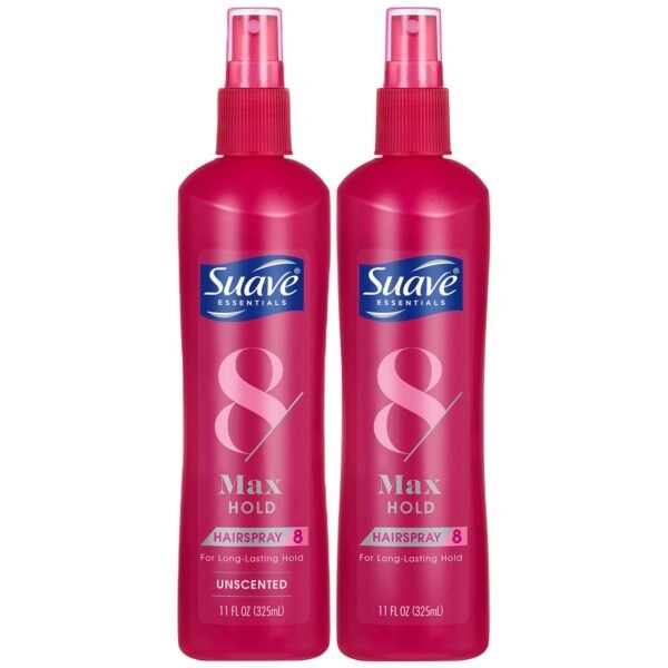 Suave Hairspray Max Hold Variety 2-Pack, Unscented & Scented Formulas – Non-Aerosol Hairspray, 11 Oz Ea