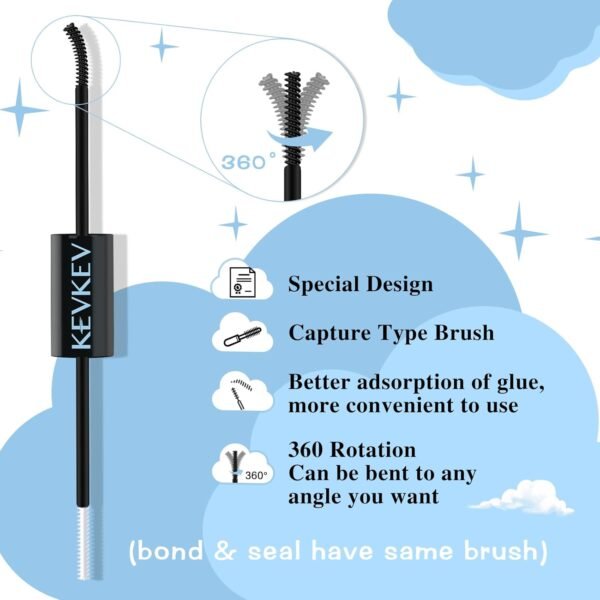 61TPwL1i5IL._SL1500_.jpg KevKev Lash Bond and Seal Lash Glue for Eyelash Extensions Strong Hold Long Lasting 48-72 Hours Lash Clusters Glue Lash Bond and Seal Waterproof Individual Lashes Bond (5ml+5ml, Black Bond and Seal)