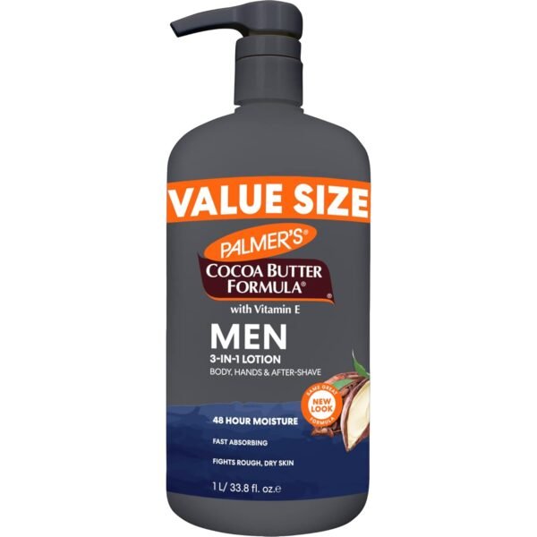 Palmer's Cocoa Butter Formula Men's 3-in-1 Fast Absorbing Face & Body Lotion for Dry Skin, 33.8 oz.