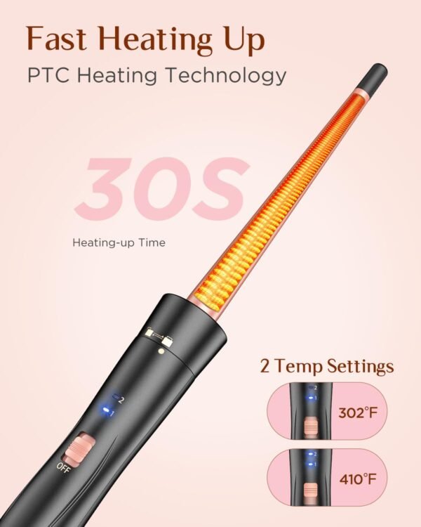 61U827eUEKL._SL1500_.jpg 5 in 1 Wand Curling Iron-Kinked Curling Wand Set with Flat Iron Hair Straightener, 3 Barrels Hair Crimper, 3 Ceramic Curling Irons (0.35"-1.25"), 2 Temps Fast Heat Hair Waver Curler with Glove & Clip