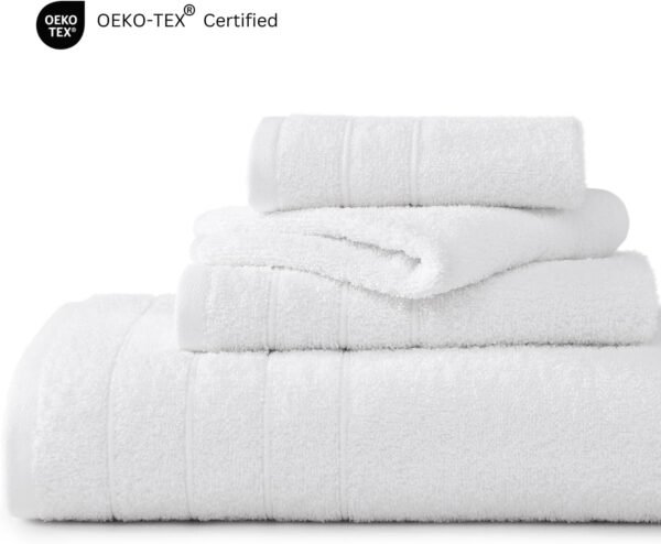 Casa Platino 100% Cotton Luxury Bathroom Towel Set - 18 Pcs - Super Soft, Fluffy & Highly Absorbent - 6 Large Bath Towels, 6 Washcloths, 6 Hand Towels - Complete Family Pack - White Bath Towel Set