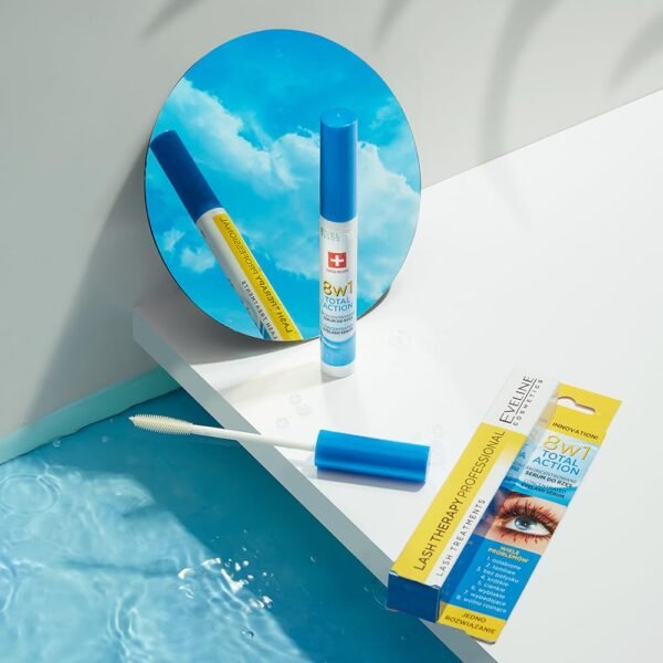 Eveline Cosmetics Multi-purpose Eyelash Serum Total Action 8 in 1, 0.33 Fluid Ounce